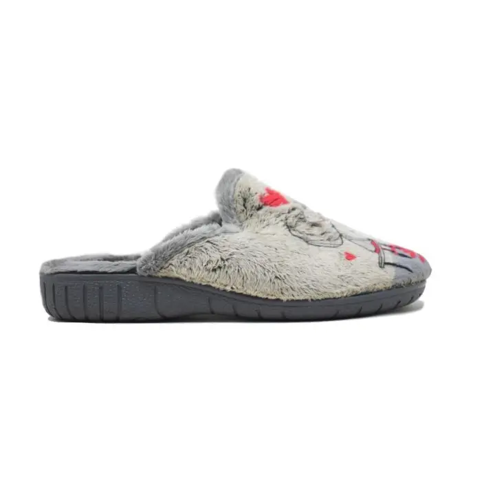 Zapatonee 23-942 Zapatillas de estar por casa para mujer en gris en piel sintética - 1