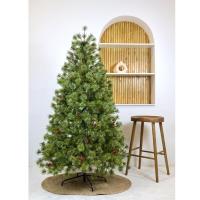 MEJORADA Árbol de Navidad Automontable Pino Floreado Decorado CON Piñas y Frutos Rojos Abeto Extra Relleno 150-210cm Arboles CON Soporte Metálico - details 0