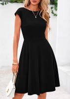 Vestido Sin Mangas De Color Puro Elegante Y Sencillo Para Mujer Vestido De Moda Europea Y Americana 2025 Estilo Office Lady De Cintura Natural Y Longitud De Rodilla - details 2