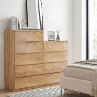 HOMCOM Cómoda de 4 cajones para dormitorio, estilo moderno y elegante, con mecanismo de cierre suave, para dormitorio y salón, madera natural - details 1