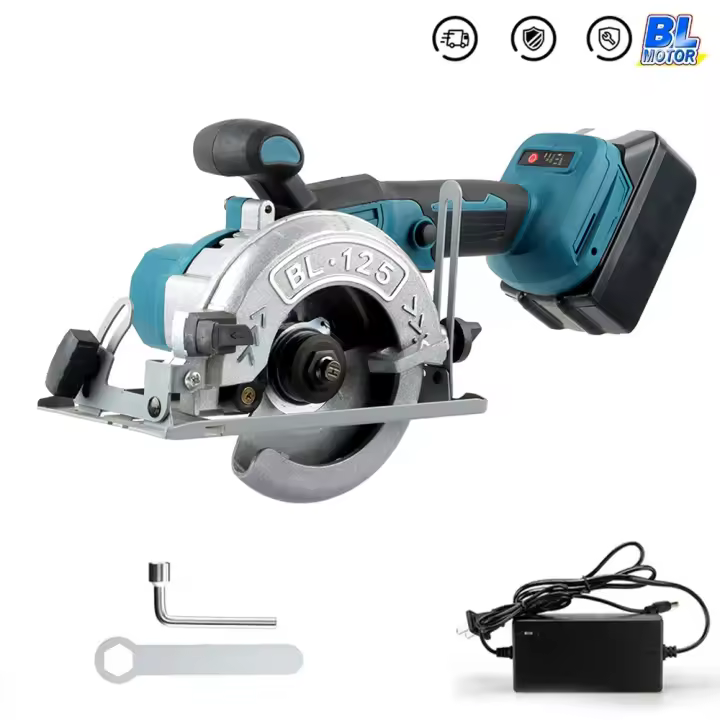 Sierra Circular sin escobillas, sierra eléctrica inalámbrica, máquina de corte de madera ajustable, herramienta de carpintería de mano para batería Makita,Brushless, Sierra circular,Batería - 1