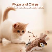 Juguete Interactivo Para Gatos Recargable Con Pájaro Silbante Y Batiente Sin Volar Con Nepote Para Gatos De Interior Juguete De Peluche Activado Al Tocar - details 0