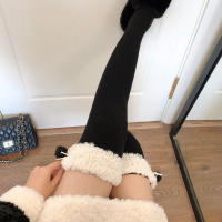 Calcetines Altos Invierno Cálidos Para Mujer Polo Ternos Gruesos Rayados Largo De Pierna Suave De Lana Y Poliéster Color Sólido - details 9