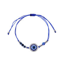 12 PCS Pulseras De Hilo Tejido Con Rhinestone Resin Azul Para Hombres Y Mujeres Moda Pulseras Redondas De Ojo Del Diablo - details 5