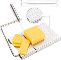 LMETJMA Cortador De Queso Ajustable Con Cinta Y 5 Repuestos Ecológico De Acero Inoxidable Para Bloque De Queso Con Escala Precisa JT53 - details 1