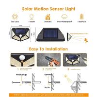Lámpara De Pared Solar Con Sensor De Movimiento 100 LEDs 4 Lados Luz Exterior Impermeable Para Jardín Y Courtyard Moderno - details 6