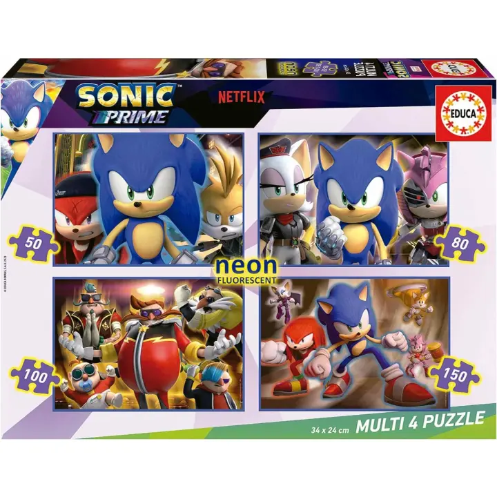 Educa Multi Puzzle Neon Sonic 50-80-100-150 piezas Educa 19631 - 1