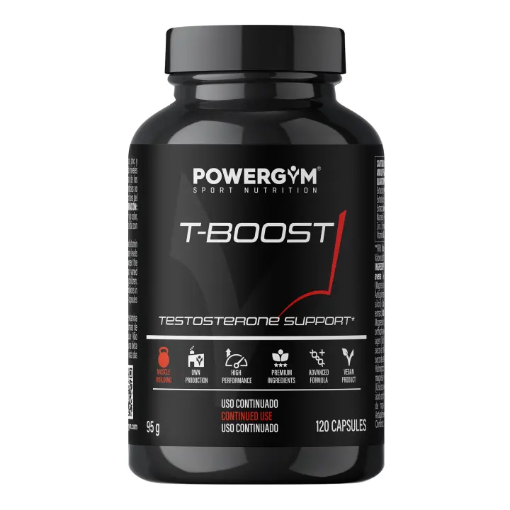 POWERGYM  Tboost 120 Cápsulas Potenciador muscular natural, mejora el crecimiento y recuperación muscular – Formula con tribulus terrestris, magnesio, zinc y vitamina B6 - 1