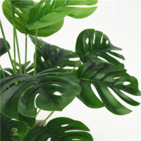 12 Hojas De Planta Artificial Monstera Hojas De Palma Verdes Para Decoración De Hogar Y Jardín Sala De Estar Hojas De Plástico Falsas Para Decoración De Mesas - details 1
