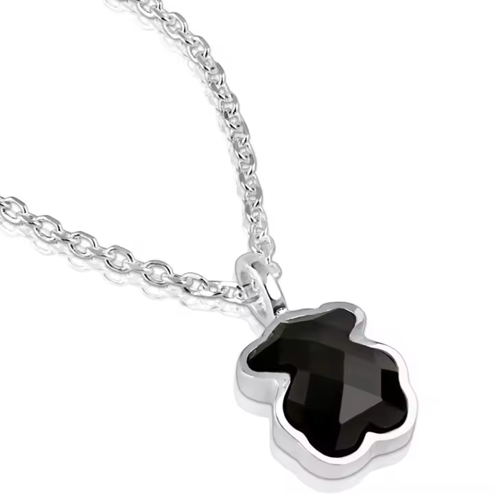 Plata de Ley 925 Collar Oso Piedra Natural 1,1 cm Madre Perla Ágata - 1