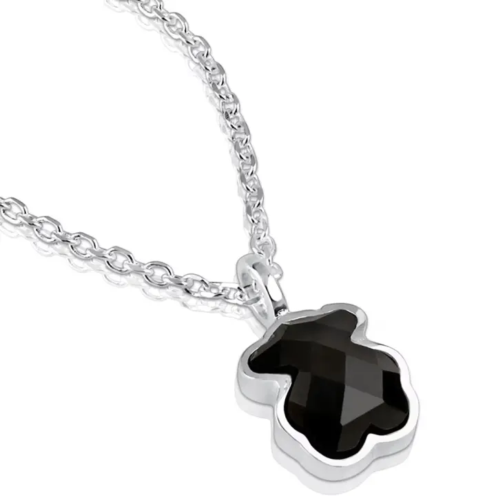 Plata de Ley 925 Collar Oso Piedra Natural 1,1 cm Madre Perla Ágata - 1