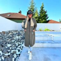 Nueva Chaqueta Larga Elegante Para Mujer 2025 Otoño Invierno Cálido Y Grueso Con Capucha Color Sólido Y Bolsillos De Terciopelo Chaqueta De Windbreaker - details 9