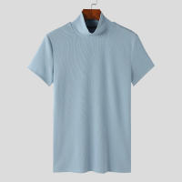 Camiseta INCERUN Para Hombre Color Sólido Cuello Alto Manga Corta Estilo Casual Verano Fitness Streetwear Moda Tops - details 4