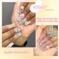75PCS Encantos De Uñas Dorados Con Diamantes Rosa Hermoso Y Brillante Joyería De Uñas Para Mujer Manicura Decoración De Uñas Con Corazones Y Lazos - details 3