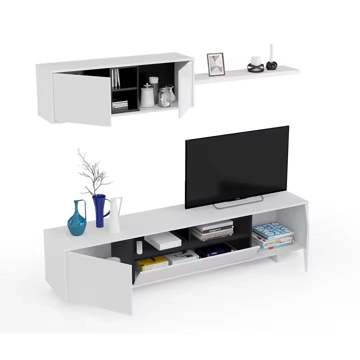 MUEBLE SALÓN VARYS 200X46X41 CM BLANCO BRILLO - 1