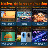 2025 5G Nueva tableta global de 10,1 pulgadas Android 16GB Ram 1TB ROM Android 13,0 WiFi 20000 Mah 14 Pantalla completa de la Red nuclear - details 1