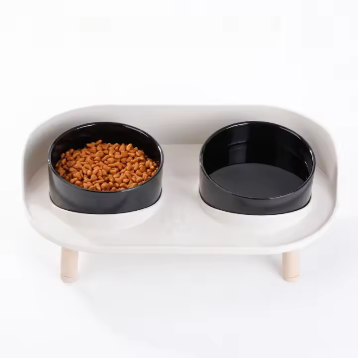 Alfombra De Comida Para Gatos Doble Ajustable En Altura Bebedero De Agua Elevado Suministros Para Perros Y Gatos Jóvenes - 1