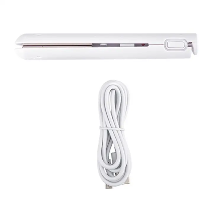 Rizador de pelo de doble propósito 2 en 1, Mini plancha de pelo, rizador de viaje, Mini rizador de pelo portátil USB blanco - 1