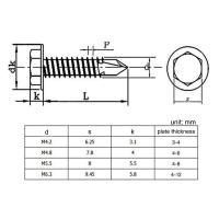 Tornillos Autoencajados De Cabeza Hexagonal DIN7504K De Acero Inoxidable 316/410 M4.2 M4.8 M5.5 M6.3 Con Anillo Para Mecánica Automotriz Energía Solar Eólica Muebles Construcción - details 0