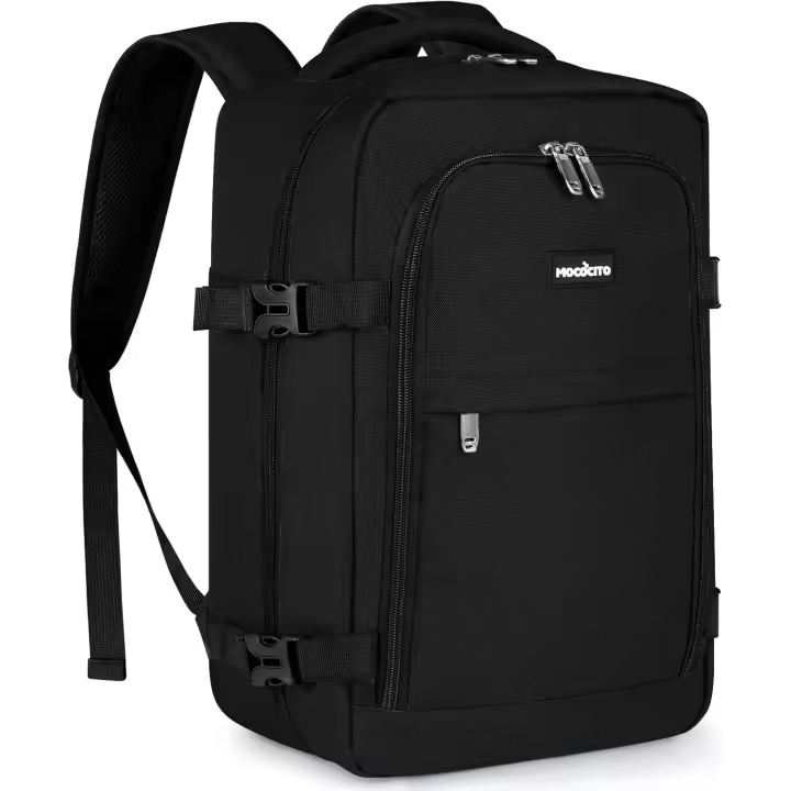 Mochila Viaje Cabina Avion 40x20x25, Bolso de Viaje para Ryanair EasyJet Mochila de equipaje de mano Mochila Viaje, Mochila Unisex Impermeable 20L (Negro Clásico) - 1