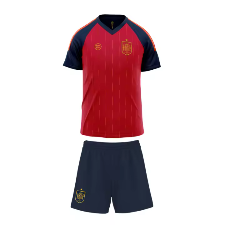 Equipación fútbol Selección Española camiseta roja y pantalón producto oficial tallas para niños 26KITESP - 1
