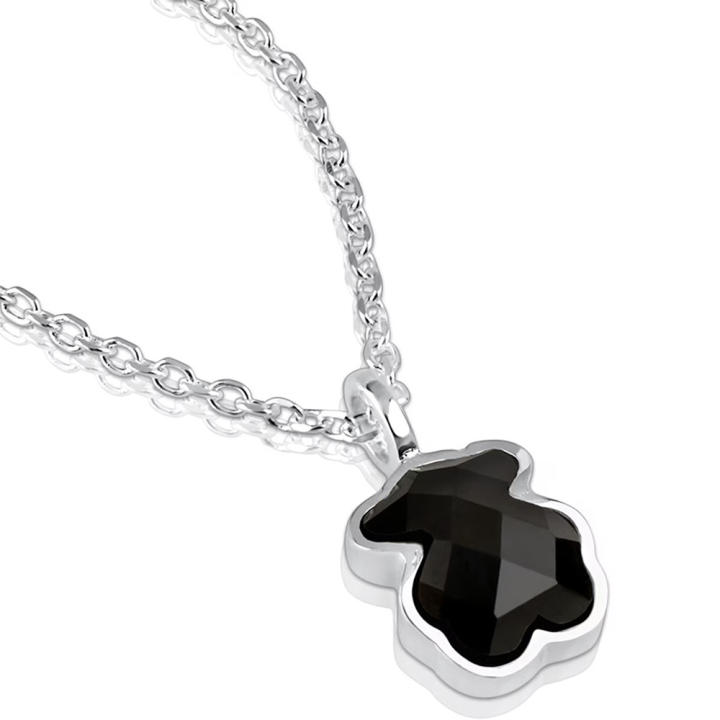 Collar de Oso de Piedra Natural de Plata de Ley 925, Ágata nácar, Estill INS de alta gama, combinable, 1,1 cm Cuello ancho 45 cm