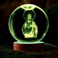 1pc Cristal 3D De Jesús Lámpara Nocturna Con Base De Iluminación Multicolor Decoración Creativa Para El Hogar Regalo Ideal Para Dormitorio Familiar - details 4