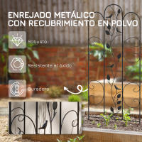 Outsunny Juego de 4 Enrejados de Jardín Soportes para Enredaderas de Acero para Plantas Trepadoras y Decoración Exterior Patio Terraza 40x106 cm Negro - details 5