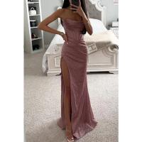 Vestido Largo De Fiesta Para Mujer Tallas S-XL Sin Mangas Con Espalda Descubierta Color Sólido Ajustado Con Abertura Casual Polyester - details 5
