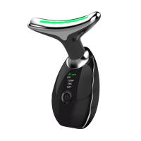 De Belleza facial, masaje facial para el cuidado de la piel, basado en tecnologías LED de Triple Acción, Térmica y vibratoria, Luz LED Roja y Azul, masajeador facial y de Cuello con 7 Colores LED para uso doméstico, Blanco. - details 1