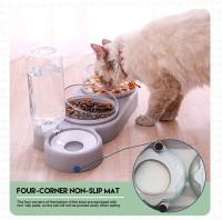 Cuenco de gato doble levantado, 15 ° inclinación anti-vómitos cuenco de gato 3 en 1 automático de almacenamiento de agua para mascotas, disponible para gatos y cachorros (gris) - details 2