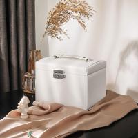 Caja joyero de 3 niveles con espejo, asa y cerradura, ideal para viajes, estilo moderno, blanco clásico o negro, perfecto como regalo - details 3
