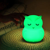 Búho Noche de Luz LED Sensor Táctile de Control Remoto 9 Colores Temporizador Regulable Recargable de Silicona Lámpara de Noche para Los Niños Of The Baby Gift - details 7