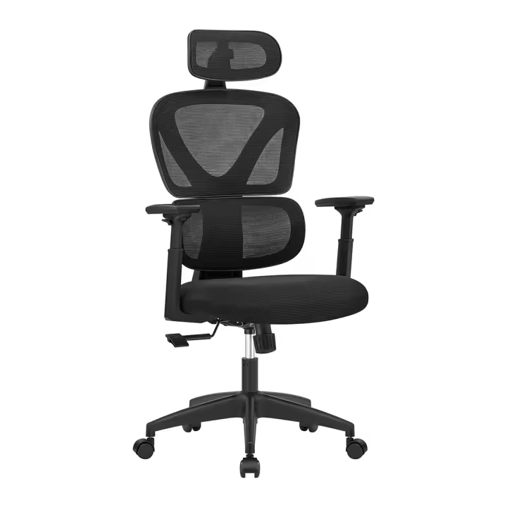 Silla de oficina ergonómica de malla, soporte lumbar, reposacabezas ajustable, respaldo transpirable, carga 120 kg - 1