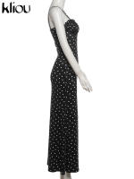 Vestido Clásico De Moda Para Mujer Kliou Point Con Tirantes Spaghetti Y Corte Trasero Sin Espalda Ajustado a La Figura Traje De Moda Para Mujer De Verano - details 2