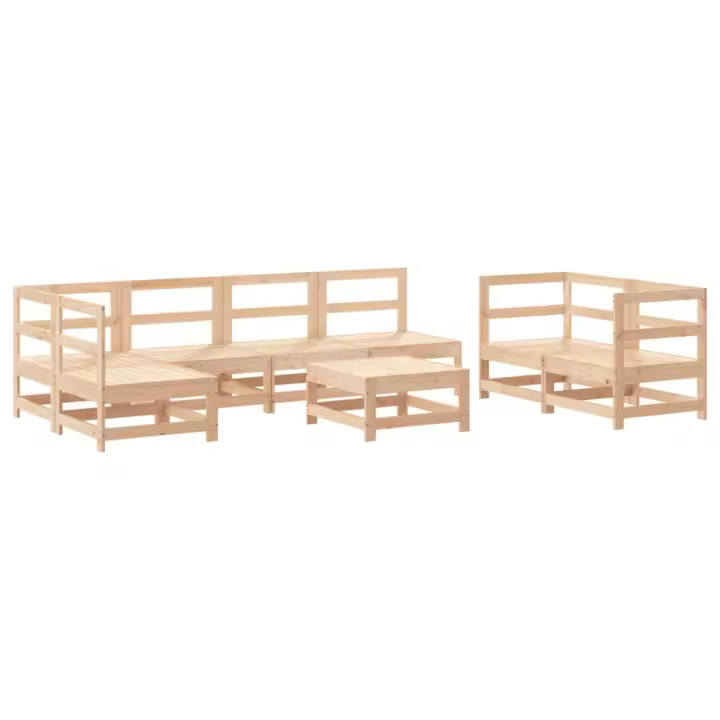 vidaXL Juego de muebles de jardín 8 piezas madera maciza de pino - 1
