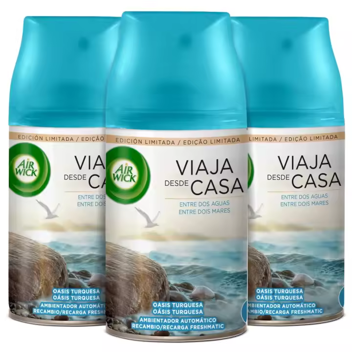 Air Wick Ambientador Freshmatic - Set Lote 3 Recambios, Ambientador para Casa, Diferentes Aromas, Neutraliza Malos Olores, Flor Frescor, Flores Blancas, Lirio de Luna, Nenuco, Oasis Turquesa, Delicias de Verano - 1