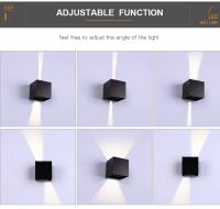 2 Piezas 12W COB LED Aplique de Pared Interior Exterior, Aplique de Aluminio Impermeable IP67, Ajustable, Luz Fría 6000K 3000K para Pasillo Escaleras Dormitorio Jardín, Negro [A +++] - details 2