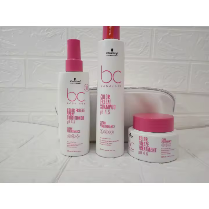 SCHWARZKOPF PACK BONACURE COLOR FREEZE 3 PRODUCTOS + NECESER - 1