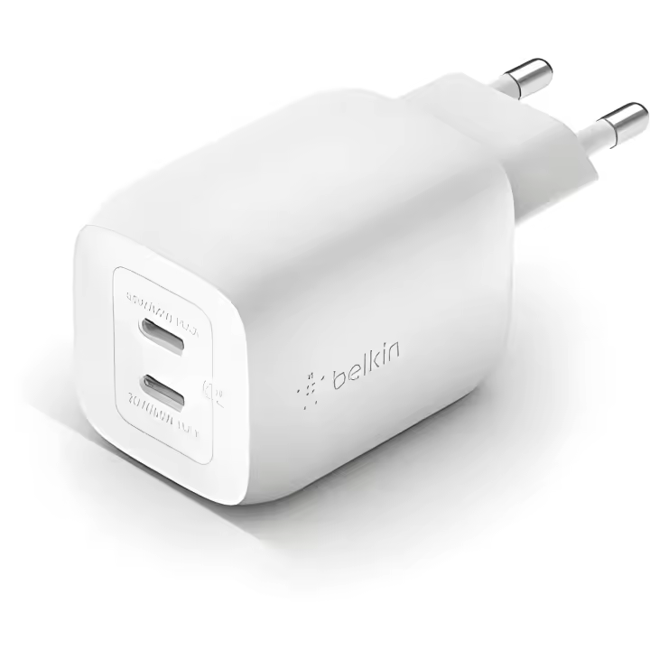 Belkin Cargador de Pared Doble USB Tipo C 65W con Carga Rápida Power Delivery 3.0 y Tecnología Gan para Iphone, Ipad, Macbook, Galaxy y Tab - 1