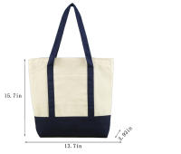 Bolso de mano grande de lona de moda de 15,7*13,7*3,93 pulgadas, bolso de compras reutilizable ecológico, bolso de playa, bolso de lona inferior con bolsillo externo, adecuado para exteriores - details 0