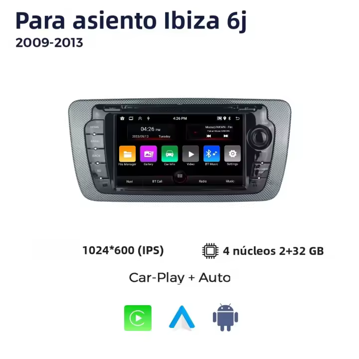 MEKEDE Autoradio Android Para Coche Wireless Carplay Compatible Con Seat Ibiza 6j 2009-2013 MK4 FR Pantalla Táctil 7' WiFi BT Navegación GPS 2G RAM 32G ROM Control De Volante - 1