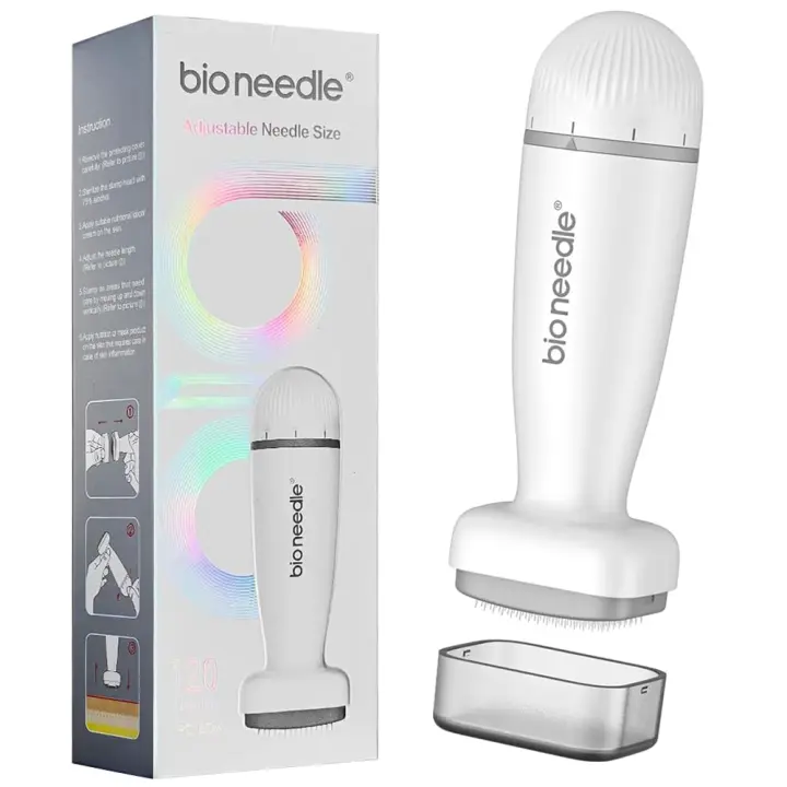 Derma Stamp Roller Bio Derma 120pin Con Agujas Ajustables Para Crecimiento De Pelo De Barba Sistema De Microneedling Dermaroller De Plástico - 1