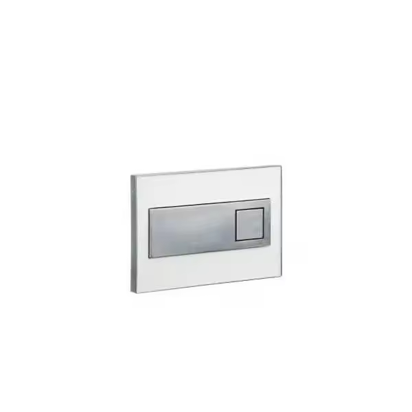 Unisan SQUARE placa pulsadora doble descarga cromo vidrio blanco para inodoro - 1