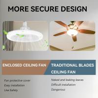 Ventilador de Techo con Luz y Control Remoto, Ventilador de Techo Silencioso con Base E27 de 30 W, LED de 3 Colores, 3 Velocidades, Temporizador, Luz de Ventilador de Techo para Dormitorio - details 1
