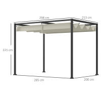 Outsunny Pérgola 3x2 m Cenador de Jardín con Techo Retráctil de Poliéster con Recubrimiento Resistente para Celebraciones Fiestas Bodas - details 2