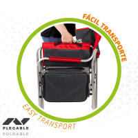 Aktive - Silla plegable camping con nevera y mesa con soporte para botella, máx. 120 kg, color gris y rojo, fabricada de aluminio y poliéster, 61x52x92 cm, antivuelco, plegado compacto, ideal para camping, fácil de transportar, resistente y duradera - details 4