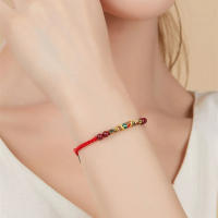 Pulsera De Hilo Rojo Para Mujeres Y Hombres Con Cuentas De Cinnabar Y Cordón Tejido Tíbet Budista Joyería De Muñeca Artesanal - details 1