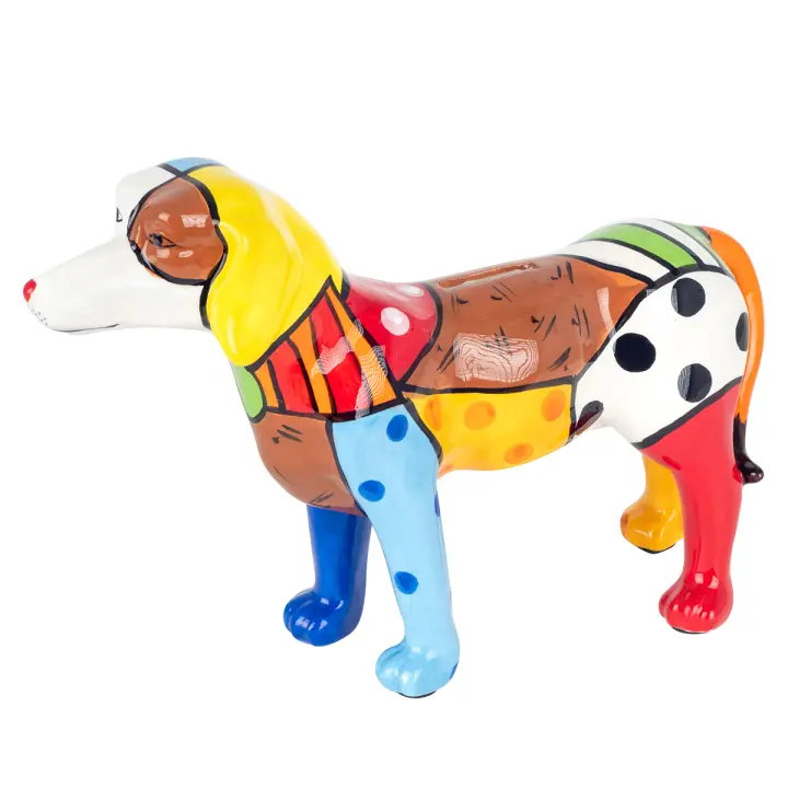 CAPRILO REGALOS & DECORACIÓN Figura Decorativa Multicolor de Dolomita "Perro Hucha" Adornos y Esculturas. Regalos Originales. Animales. Decoración Hogar. 30 x 7 x 20,50 cm - 1