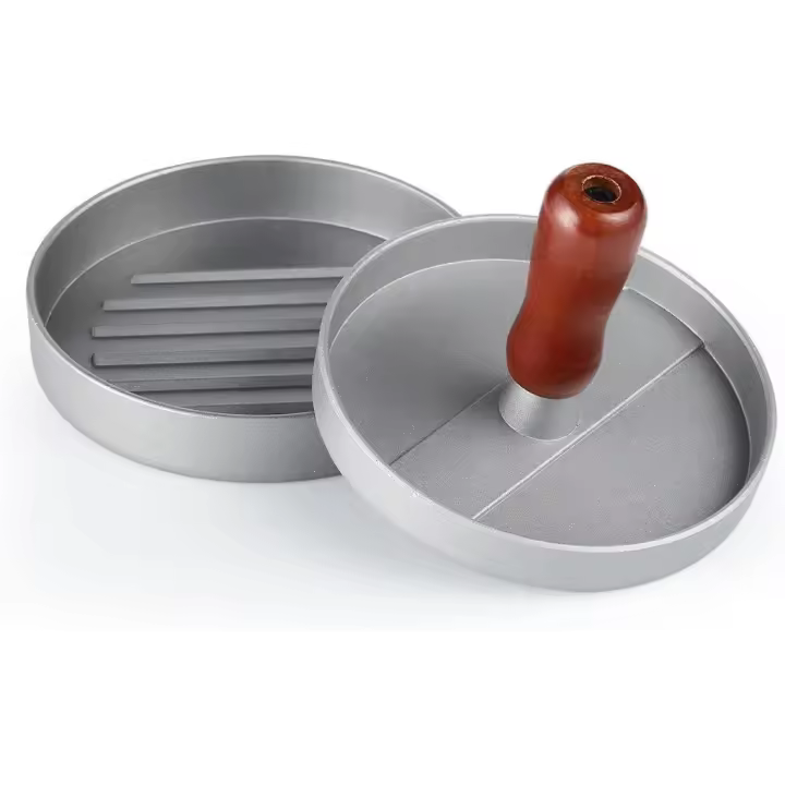 Prensa de hamburguesas de aluminio, molde antiadherente para hamburguesas, prensa para hamburguesas rellenas a la parrilla - 1